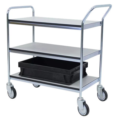 Shelf trolley, ESD, 3 shelves, 1140x460