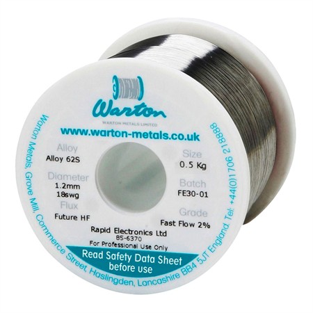 Soldering wire FUTURE HF2%, Sn62, 1,2mm x 500 gr, swg 18