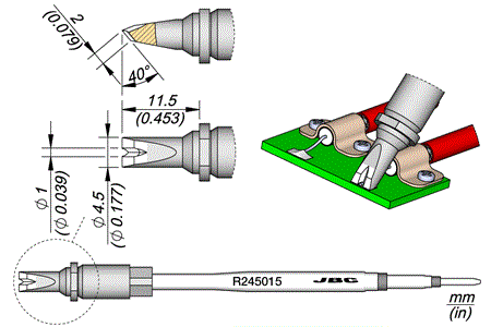 Cartridge Pin-connector Ø1 40º